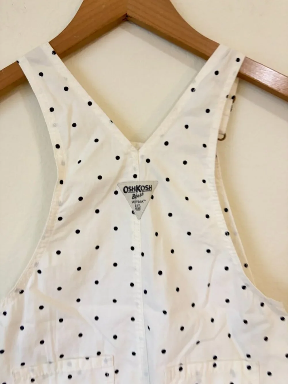 New Osh Kosh B'Gosh Overalls Girls 5T White Polka Dot Bib Shortalls